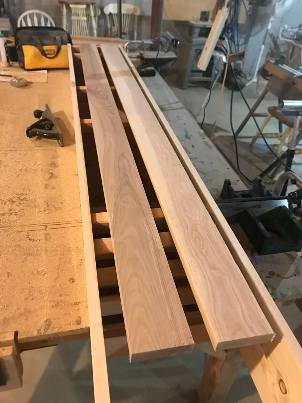 Finished Ash blanks for making traditional wooden skis.