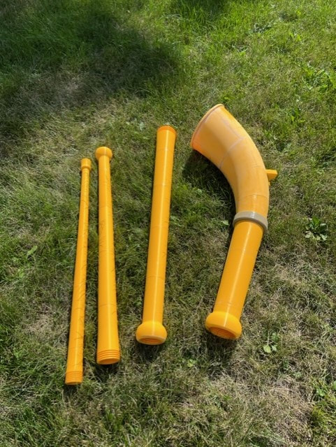 3D printed alphorn in 4 sections