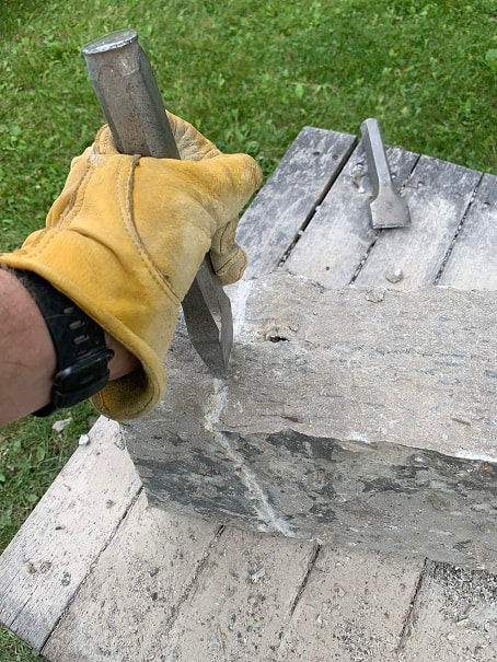Using a Hand tracer to cut stone