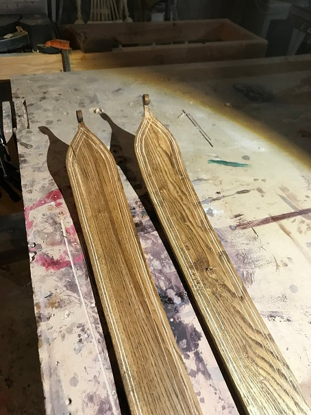 Traditional Decorated Wooden Skis